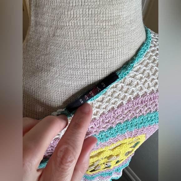 Vintage Cyrus Crochet knit cardigan boho shells - Picture 7 of 8